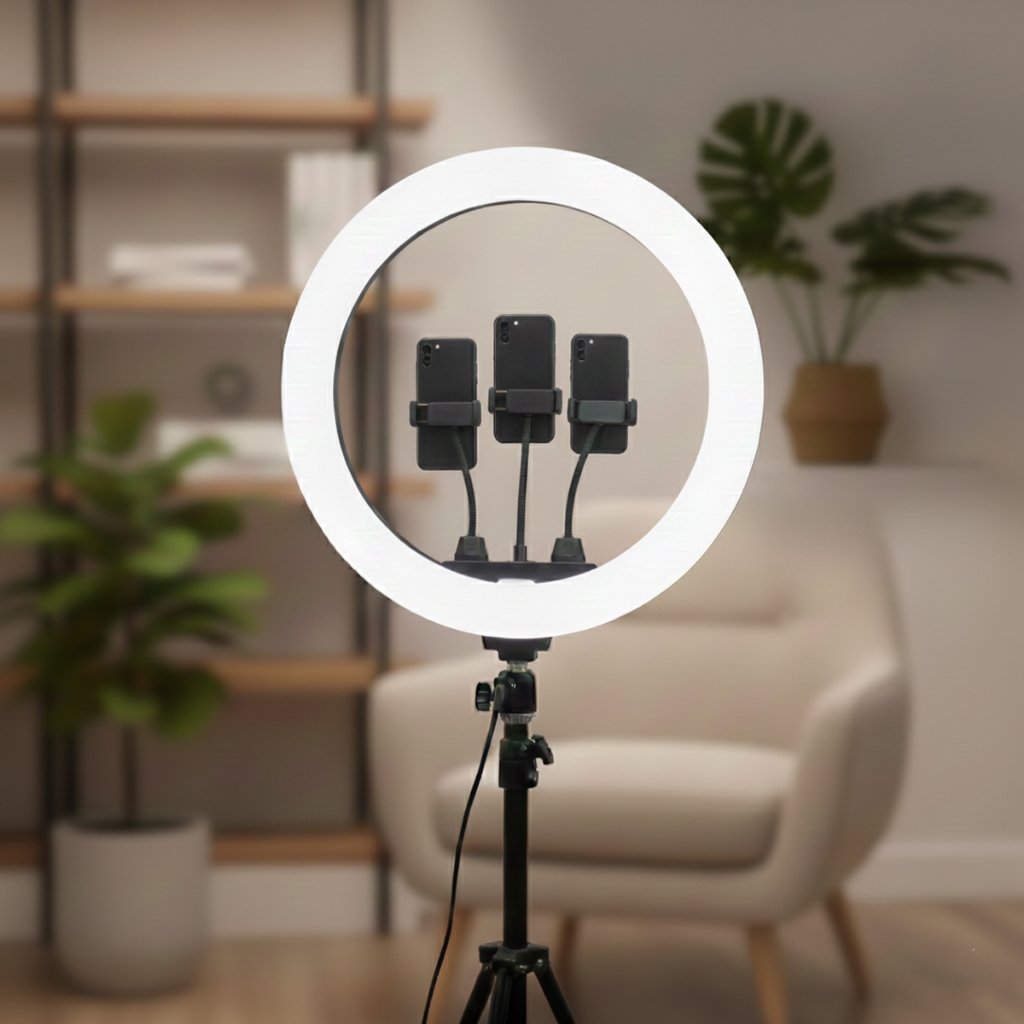 Ring Light Grande 46cm Forte 80w C/ Tripé Reforçado Profissional Blogueira Studio