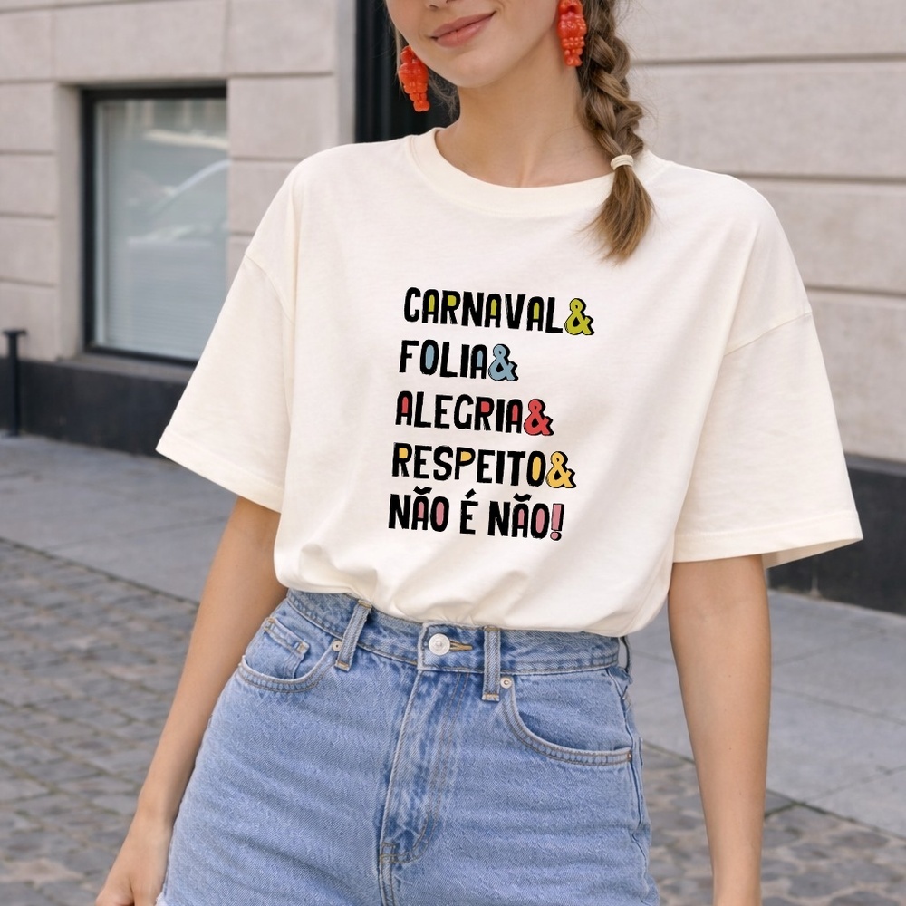 Camiseta Fantasia Carnaval T-shirt Blusa Folia Bloquinho Fantasia Amigas Algodão Estampada Escritas