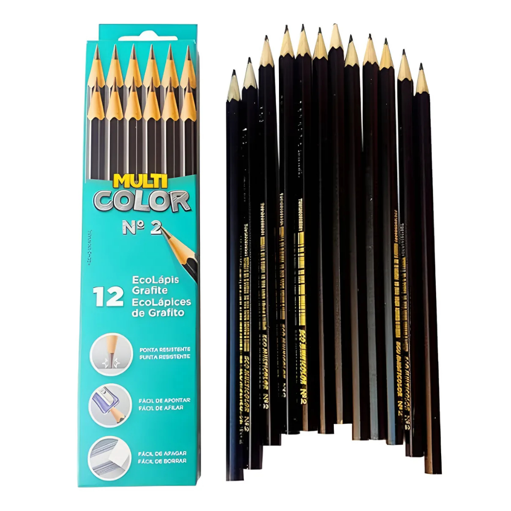 Lápis Grafite Preto Multicolor Faber Castell N°2 c/12 unidades