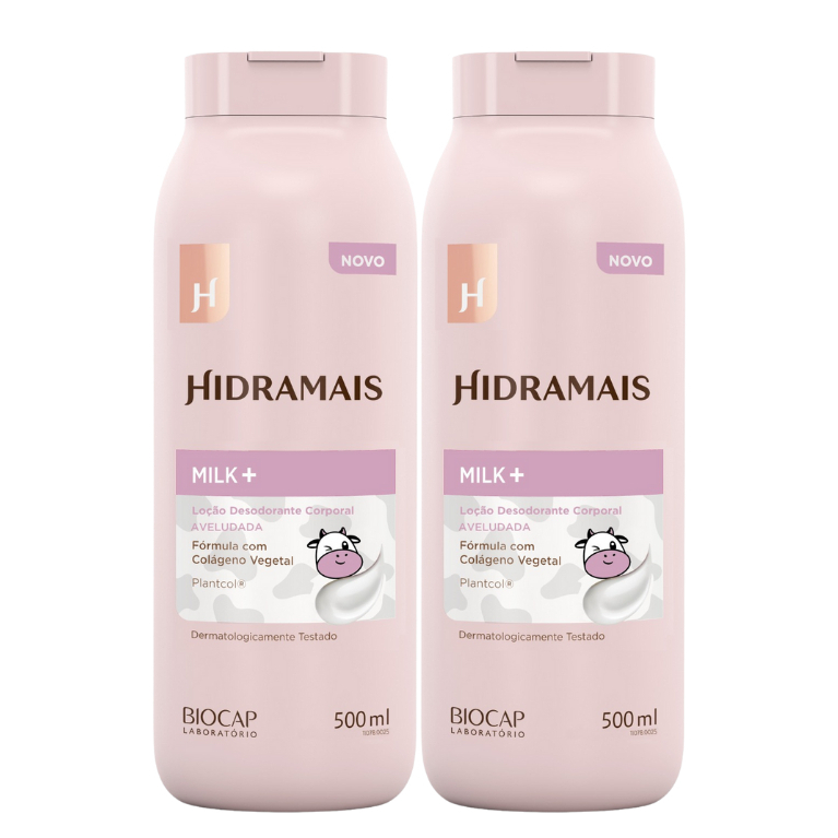 Kit 2 Creme Loção Hidratante Corporal Milk+ 500ml Hidramais