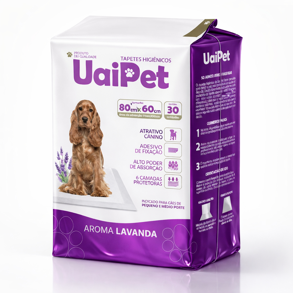Tapete Higienico Uai Pet 80x60 Aroma Lavanda 30 Unidades