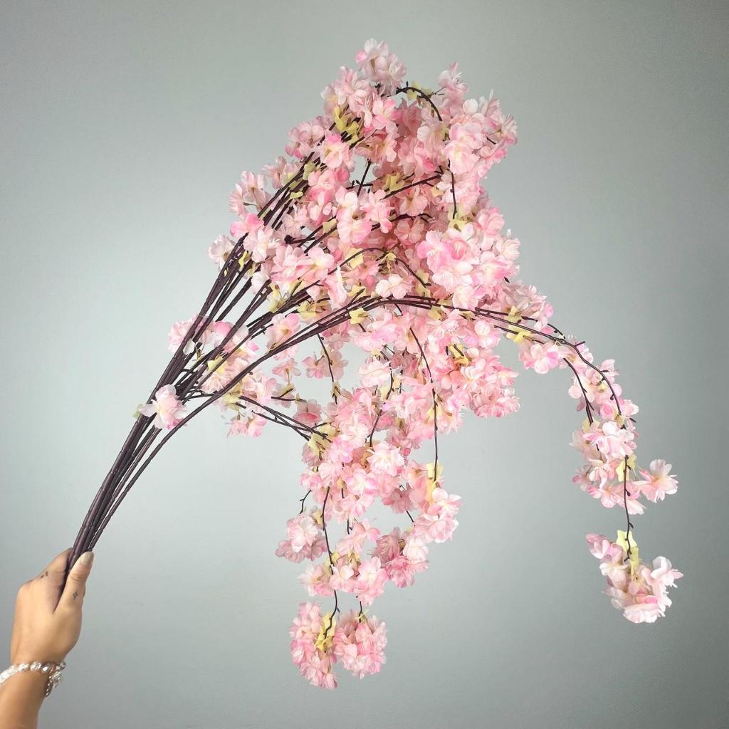 Flores Galho de Cerejeira Branco Pessegueiro Artificial Para Enfeite Decoração - A-506 ROSA CLARO