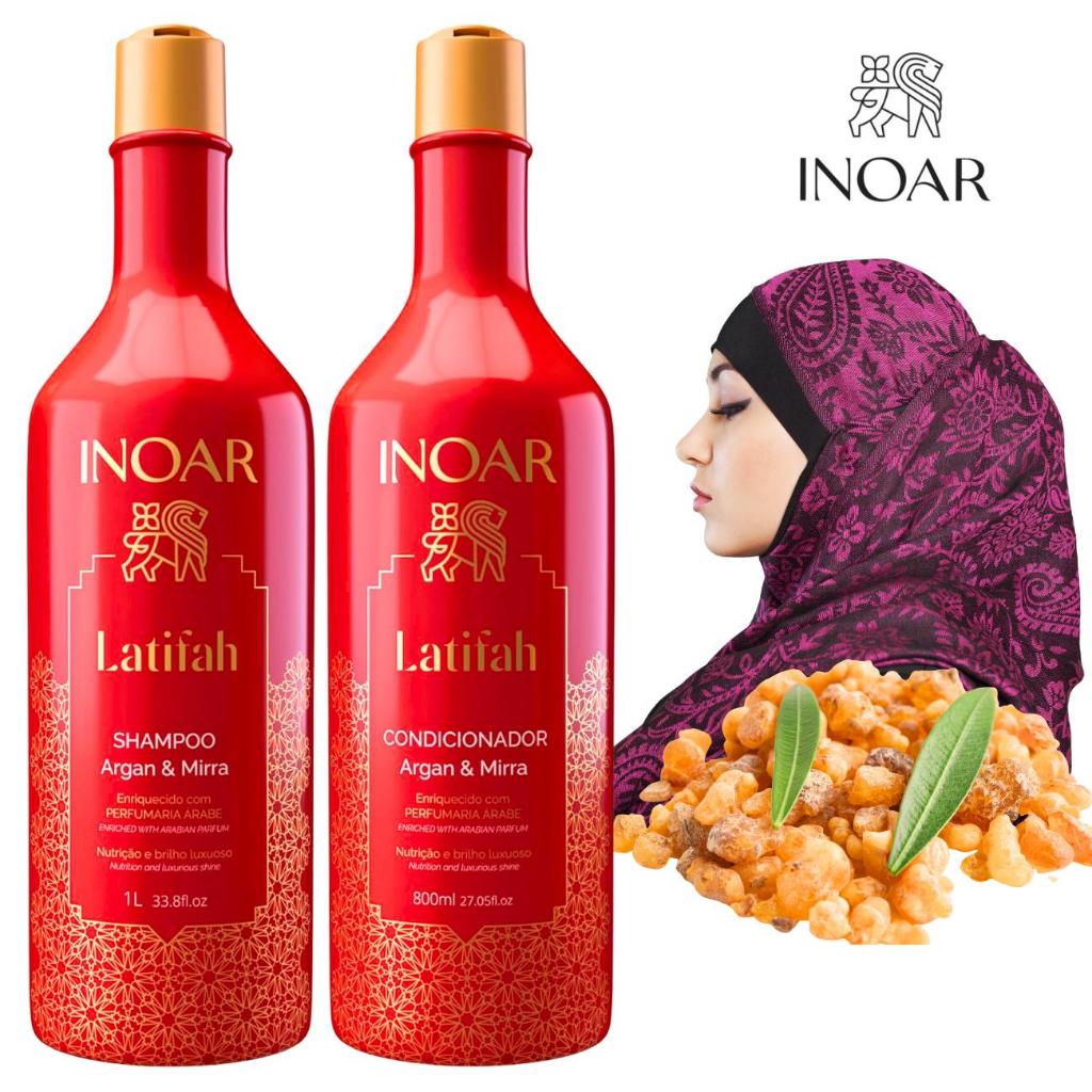Inoar - Kit Latifah Árabe Argan e Mirra Shampoo 1L + Condicionador 800ML em Oferta na Shopee