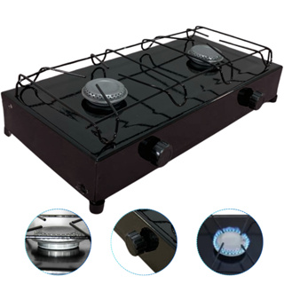 Fogão Fogareiro A Gás 2 Bocas Portátil Para Camping Pesca E Trilha Cor Preto Resistente em Oferta na Shopee