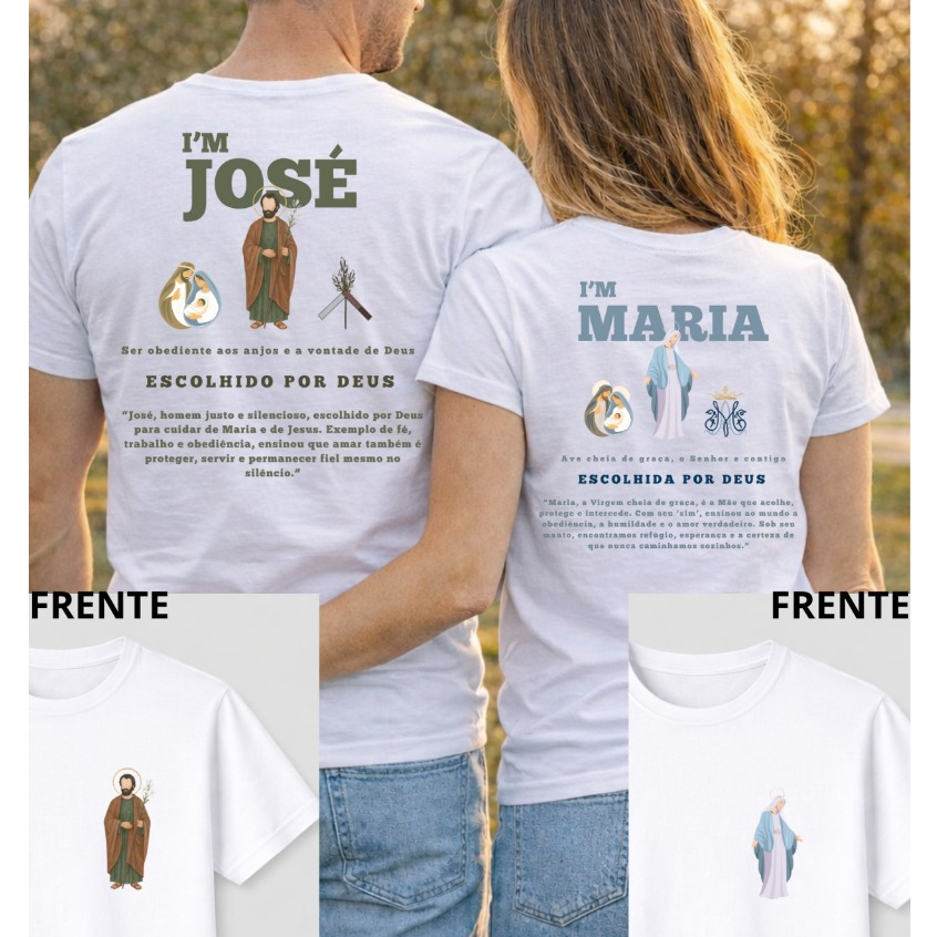 Camiseta de Casal Católica Maria e Jose Estampada