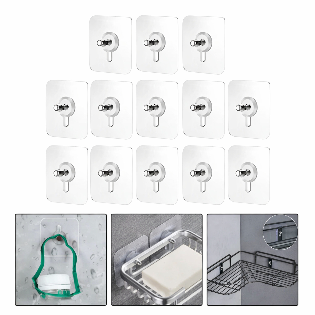 Gancho Parafuso Kit 10/20 autoadesivo Sem Furo Multiuso para Parede Quadros Utensílios Cozinha e Banheiro