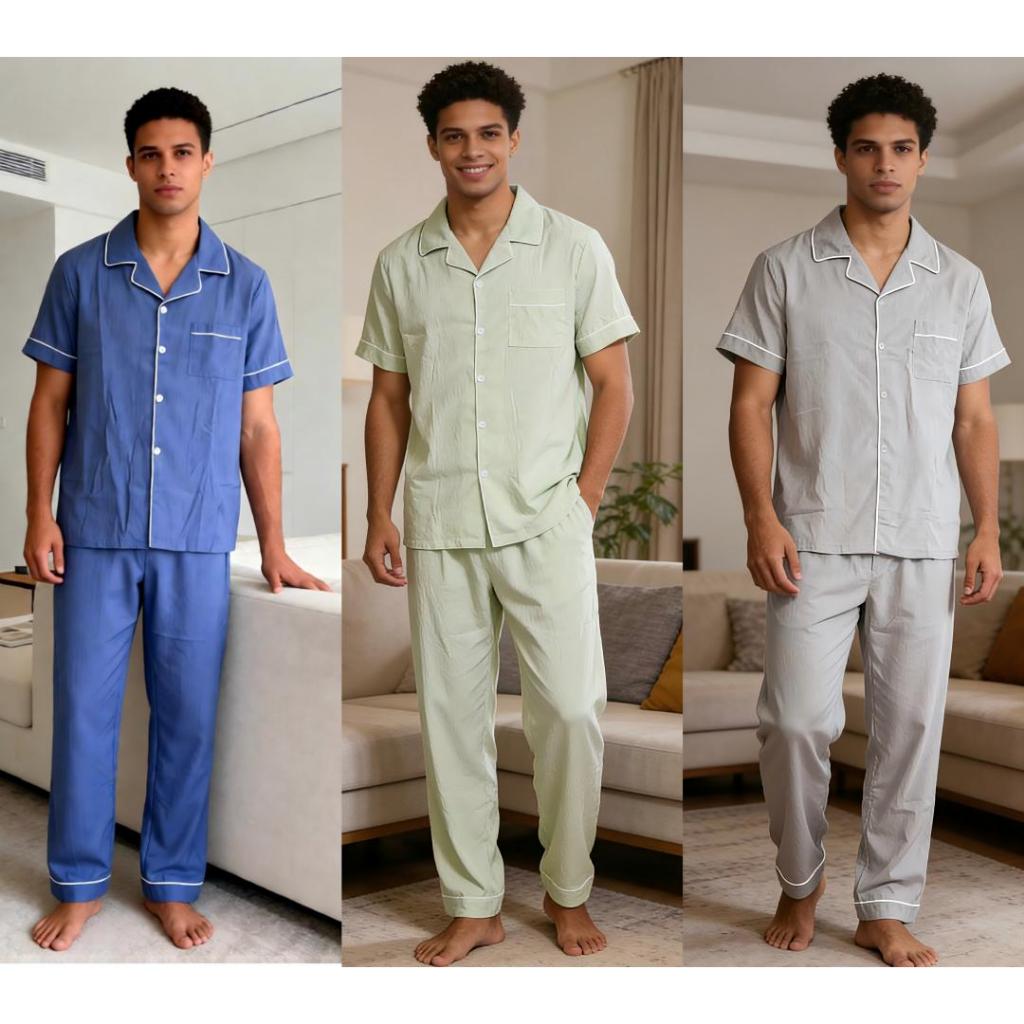 Pijama Masculino Verão com Botões | Manga Curta e Calça Longa