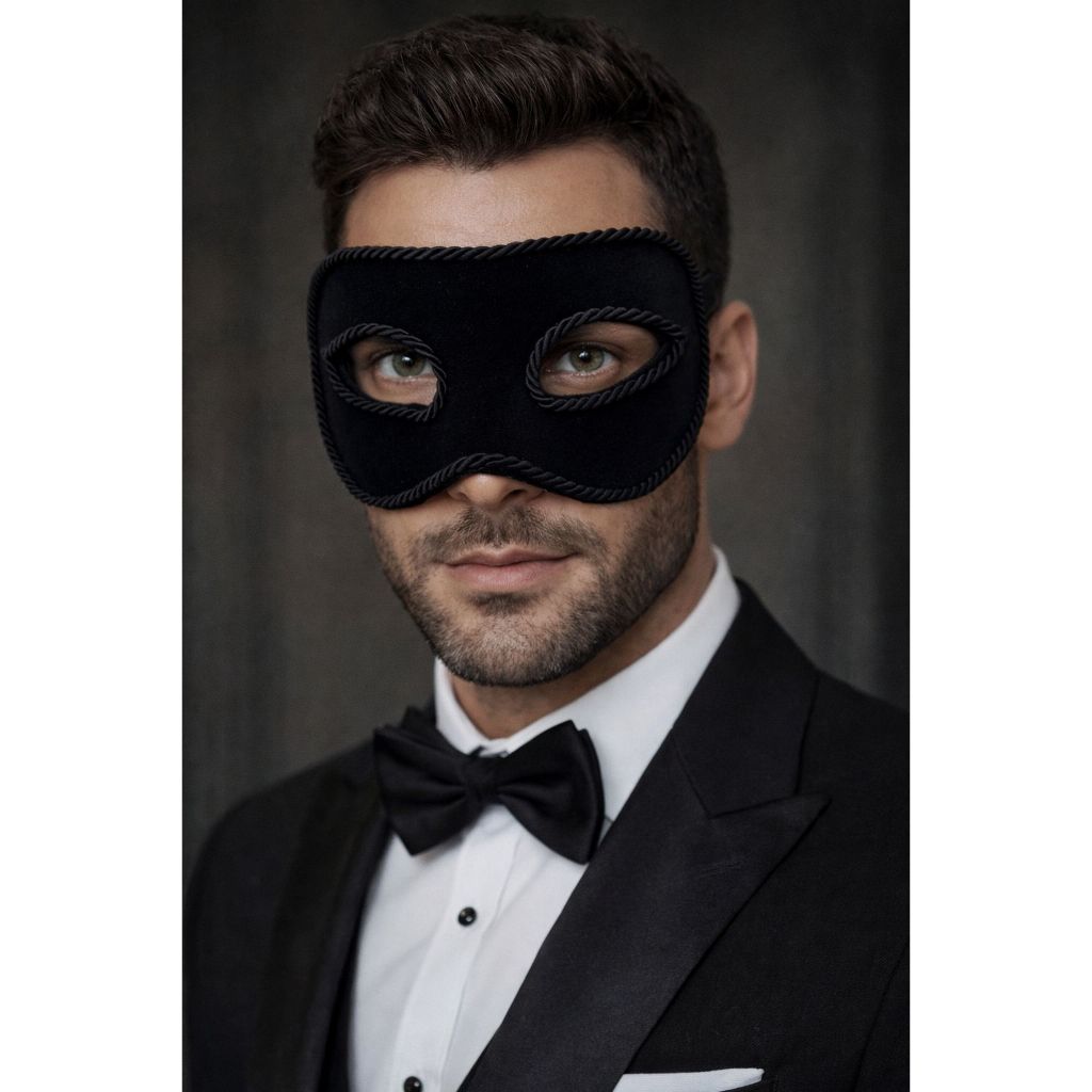 Máscara Veneziana Veludo Preta  Luxo Baile de Mascara 50 Tons Casamento Noivo Festa Carnaval