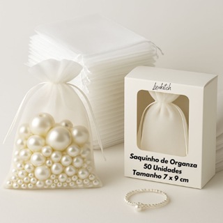 Kit 50/100 Saco Saquinho Organza Branco Lembrancinha Festa de Casamento em Oferta na Shopee