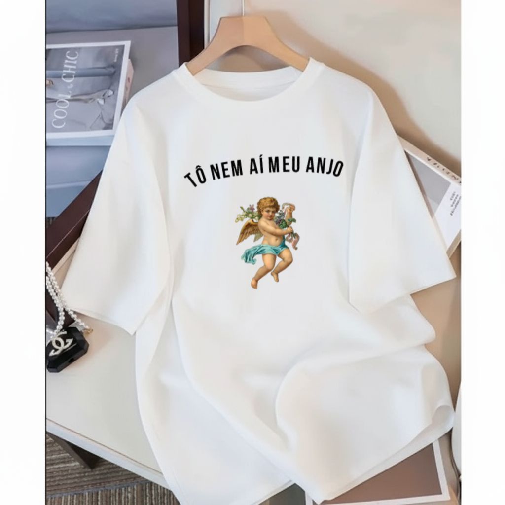 Camiseta Camisa 100% Oversized Feminina Algodão Comédia Meme Frase Engraçada Estilosa Humor To Nem