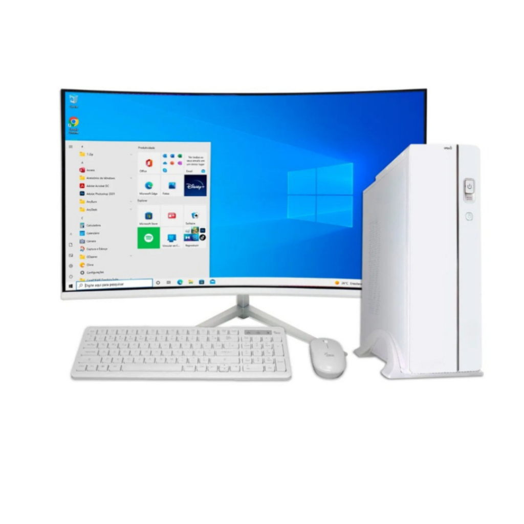 Pc Slim branco completo i7 / 16gb De Ram/ Ssd 1TB /Wifi /Tela 24'' Curvo 180HZ + NFe