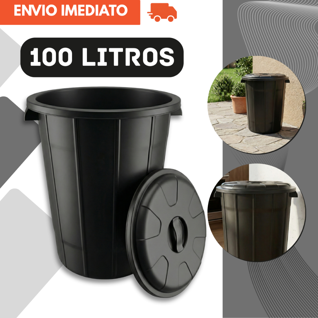 Lixeira Preta Cesto De Lixo Grande Cozinha Reforçada em Oferta na Shopee