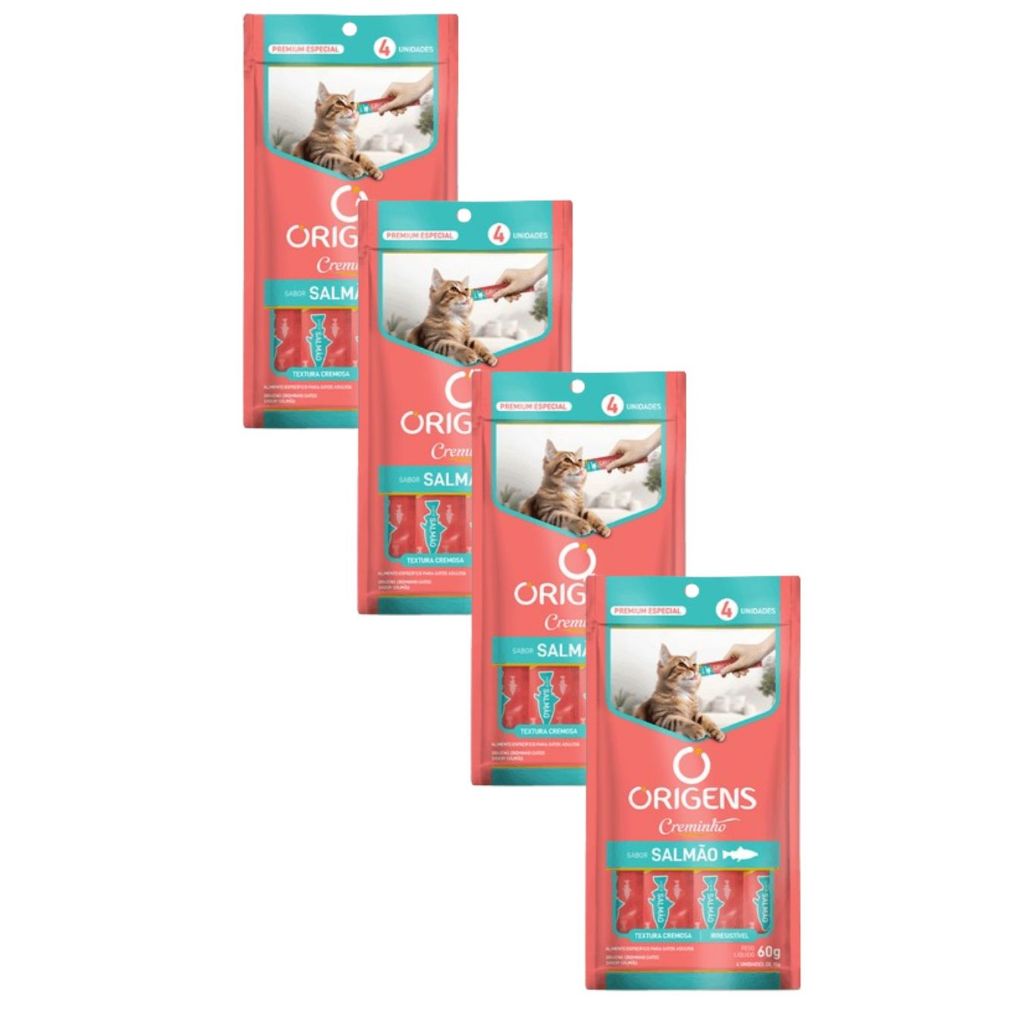 Petisco Origens para Gatos Creminho de Salmão - Comprar com Melhor Preço em Lanches