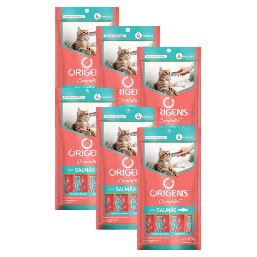 kit 6x Petisco Origens Creminho Salmão para Gatos - 60g kit 6x Petisco Origens Creminho Salmão para Gatos - 60g