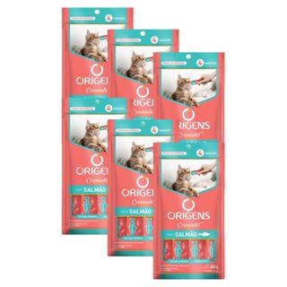 kit 6x Petisco Origens Creminho Salmão para Gatos - 60g em Oferta na Shopee