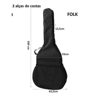 Capa Bag bolsa simples Para Violão Case Clássico Folk Alça Dupla Premium