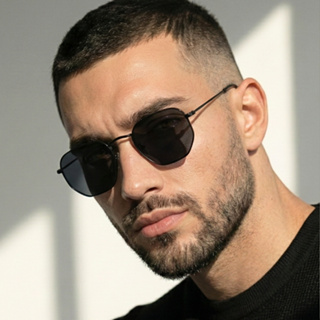 Óculos de Sol Hexagonal Preto All Black Estilo Retrô Vintage Aviador uv400 Feminino Masculino em Oferta na Shopee