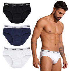 Kit 3 Cuecas Slip Polo Star Cotton 100% Algodão Penteado Masculina Adulto Tradicional