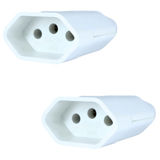 Kit com 2 Plugue Fêmea Branco 20A 3 Pinos 2P+T Padrão Brasileiro Uso Residencial Comercial