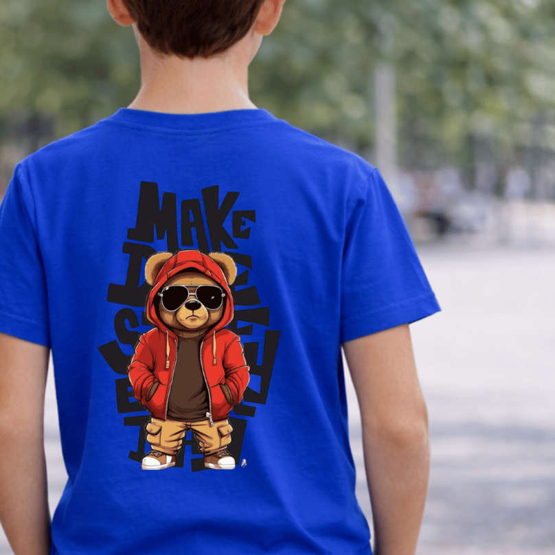Blusa Infantil/Juvenil Masculina Estampada Urso Costa em DTF Camiseta 100% Algodão Confortável