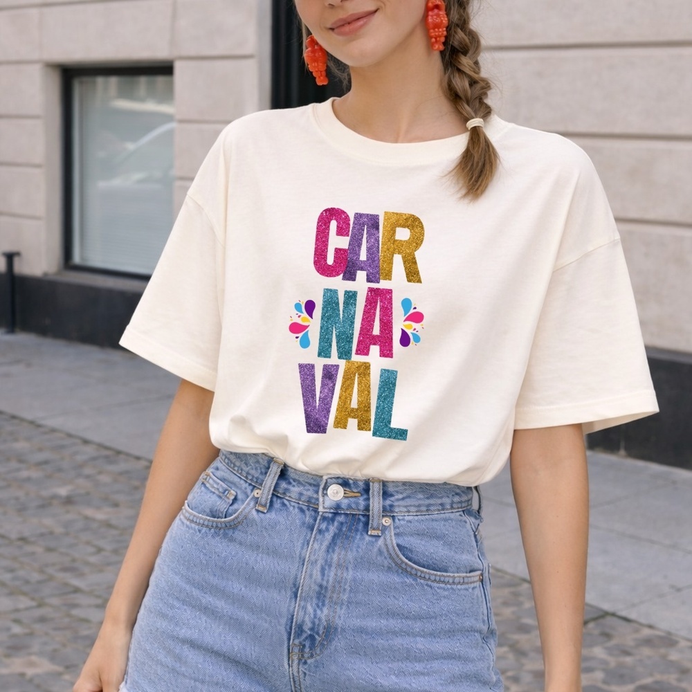 T-shirt Camiseta Camisa Blusa Carnaval Folia Bloquinho Estampa Escritas Letras Algodão Amigas