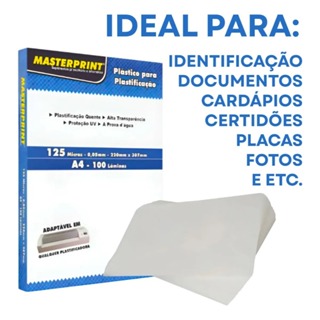 Plastico A4 300 Folhas 0.05 Plástico Para Plastificacão 220x307 Com Brilho 125 Micras em Oferta na Shopee