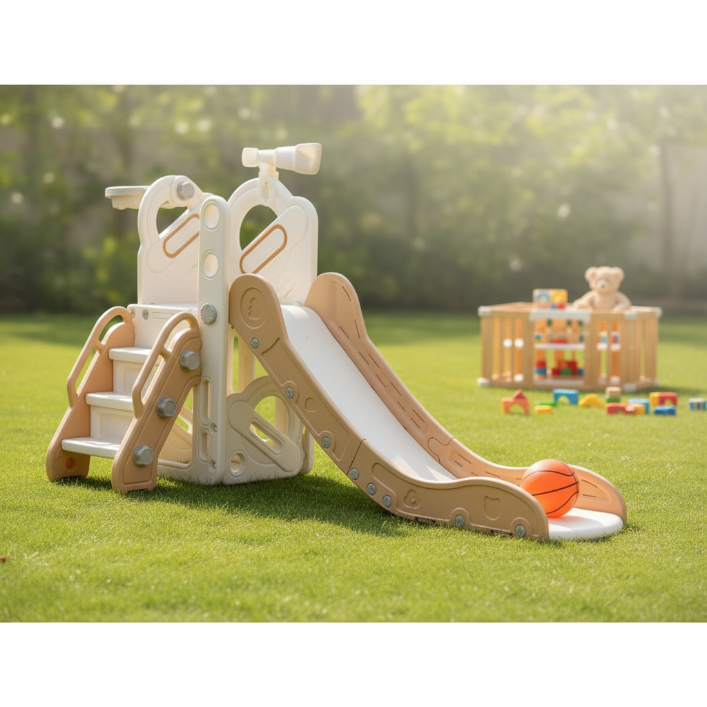 Playground Infantil 4x1 Escorregador Cesta Telescópio Bege Espaço Multifuncional Importway em Oferta na Shopee