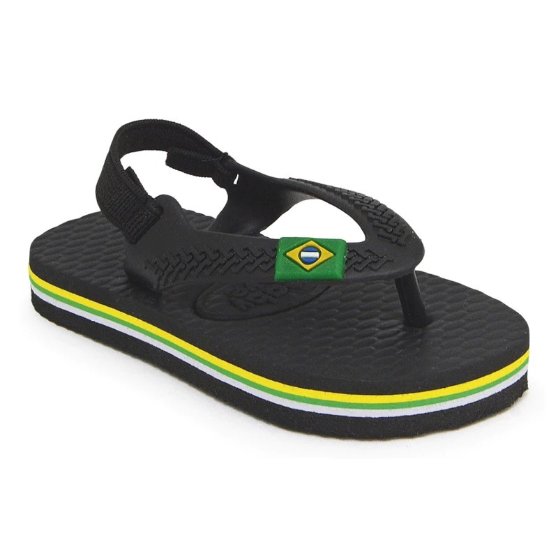 Chinelo De Dedo Bebê Sandália Infantil Elastico Super Macia Leve Confortável Detalhe Bandeira Brasil