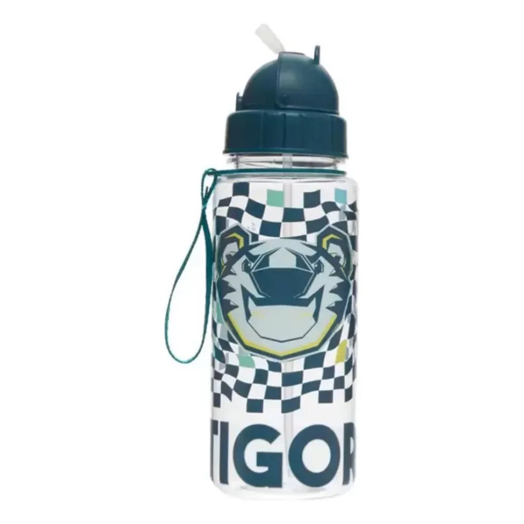 Garrafa 500ml C/canudo Lov It Tigor Nostalgia Dom Azul