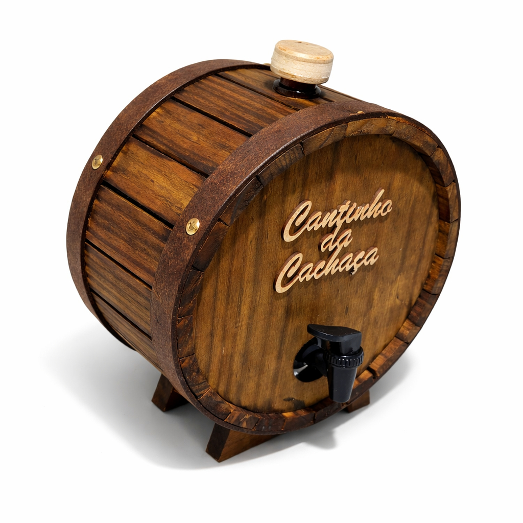 Barril de Cachaça Madeira Torneira Mini Barril Rústico Decorativo 1litro