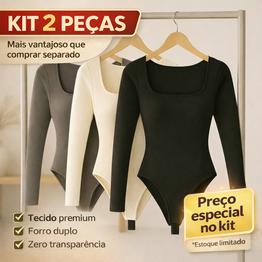 Body Feminino Manga Longa Inverno Forrado Suplex Casual em Oferta na Shopee