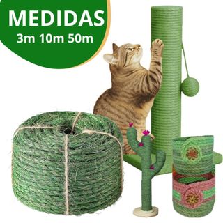 Corda de Sisal 8mm Rolo Verde Artesanato Arranhador de gato Decoração Fio Sustentável