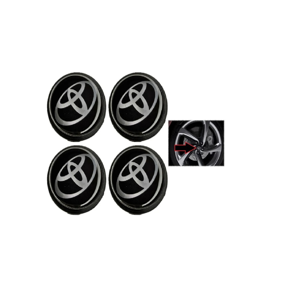 Kit Jogo 4 Calotinhas Miolo Da Roda TOYOTA Corolla 2002 a 2019 Corolla Fielder 2004 a 2008 Etios 2012 a 2021 Preta 55MM