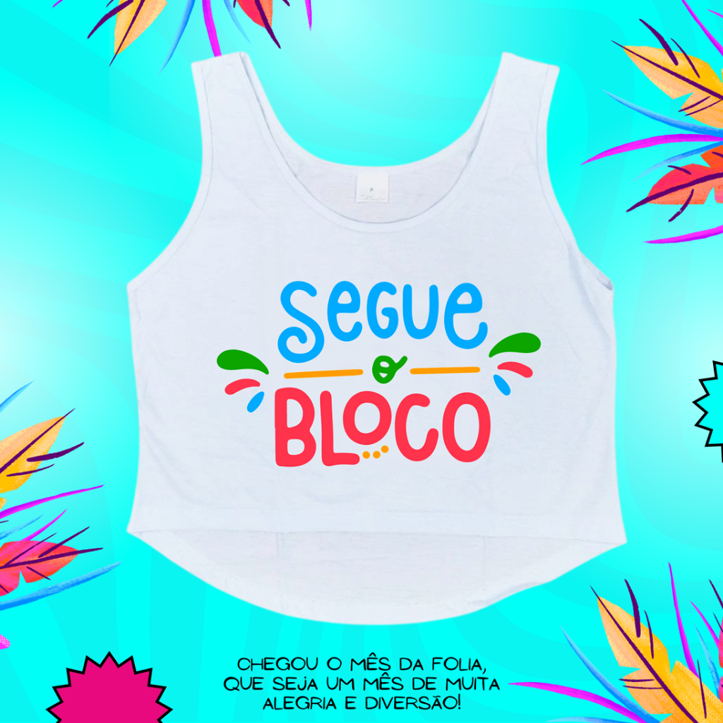 Cropped Feminino Carnaval Blusa Regata Branca Poliéster Atacado P ao GG