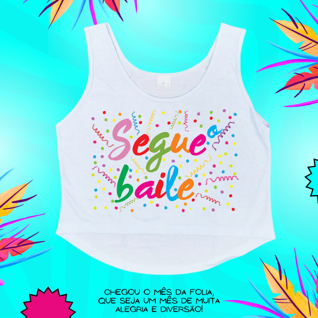 Cropped Feminino Carnaval Blusa Regata Branca Poliéster Atacado P ao GG