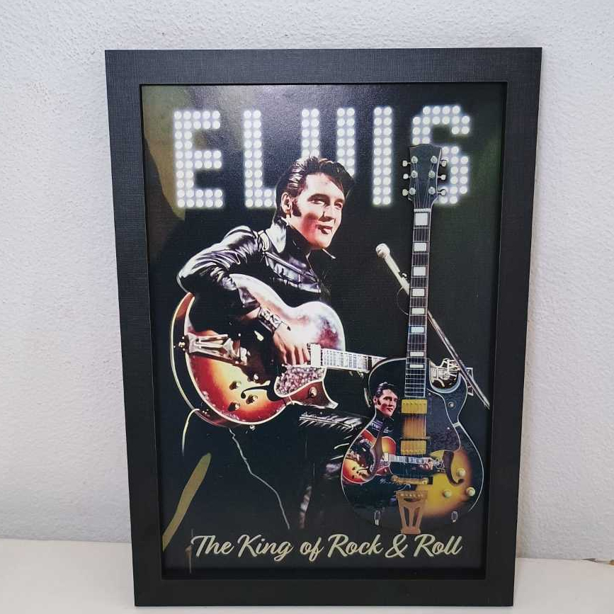 Quadro Relevo Elvis Guitarra Rock Música Presente Decoração
