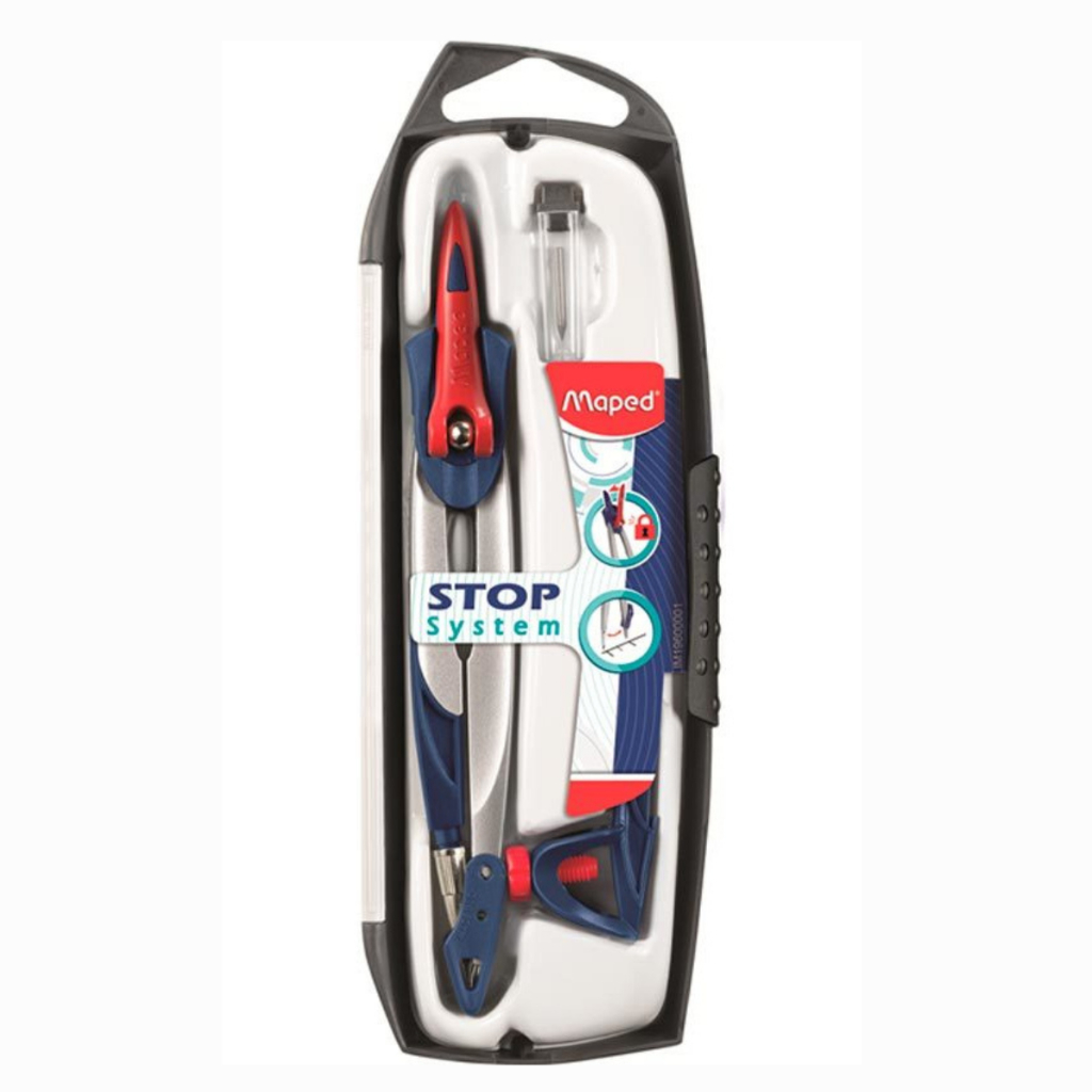 Compasso Escolar Escritório Estojo Com  3 Peças MAPED Stop System em Oferta na Shopee