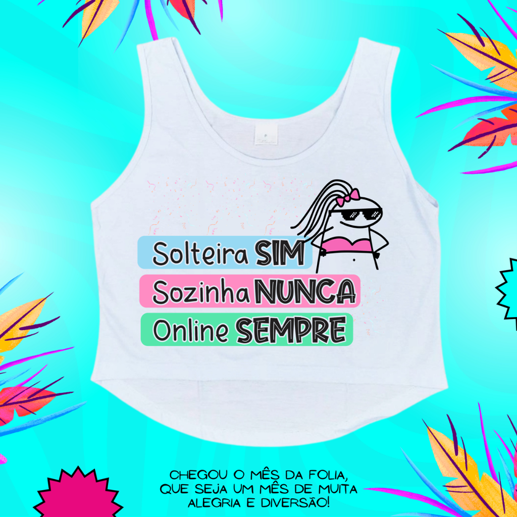Cropped Feminino Carnaval Blusa Regata Branca Poliéster Atacado P ao GG