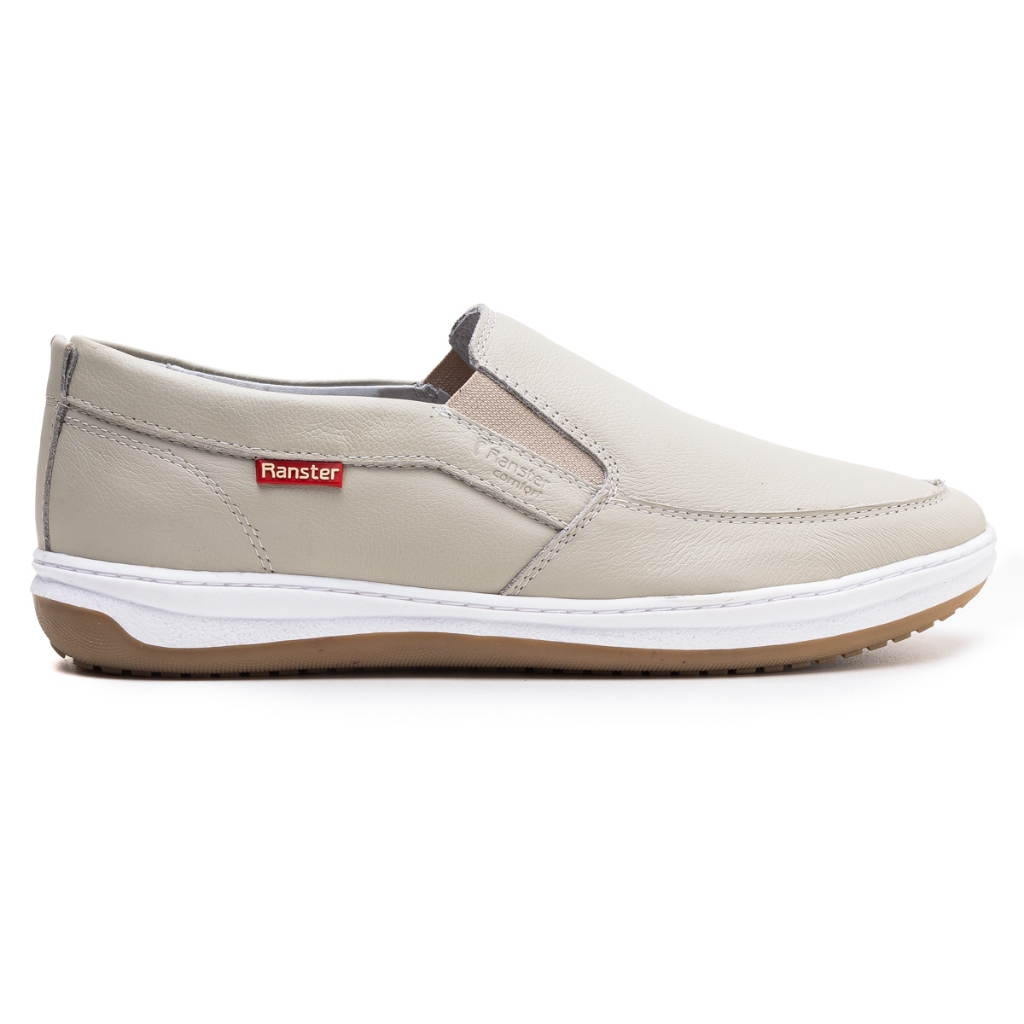 Sapatênis Slip On Masculino Couro Confortável Fácil De Calçar
