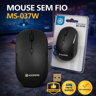 Mouse Sem Fio USB 1600 DPI – Preto, Compatível com PC, Notebook, DVR e NVR, Ideal para Escritório em Oferta na Shopee