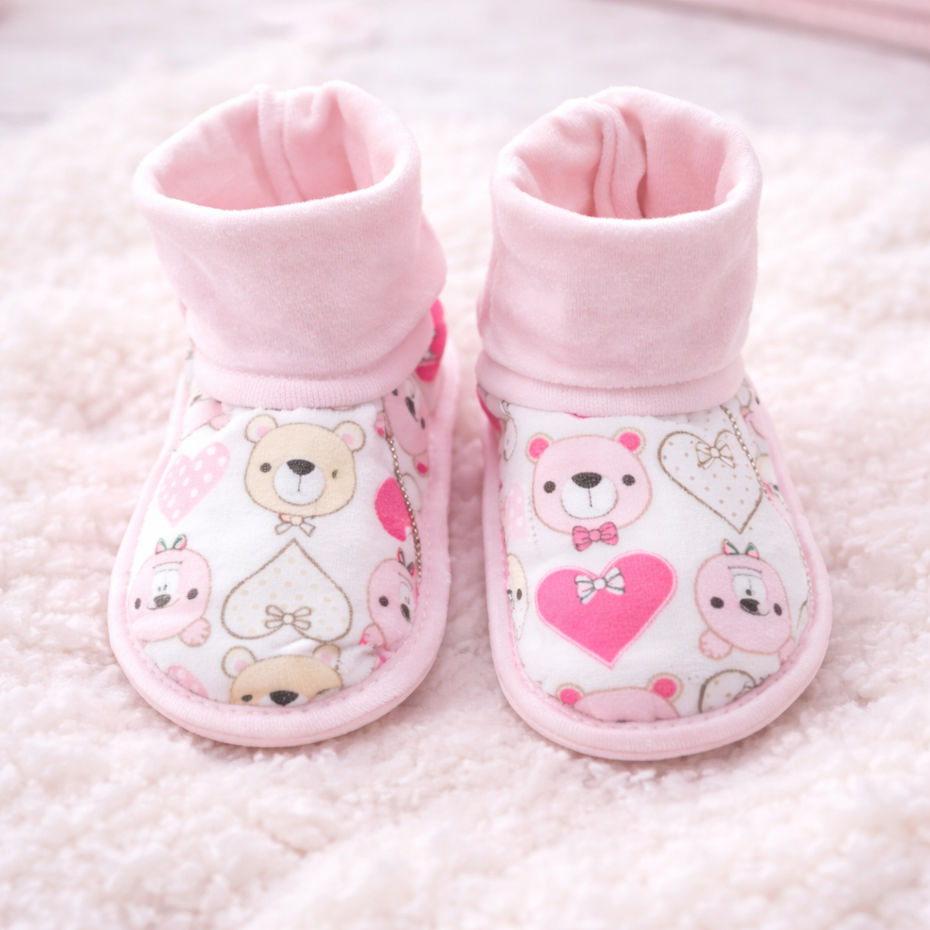 Pantufa Bebê Antiderrapante Plush | Quentinha, Macia e Segura para os Primeiros Passos