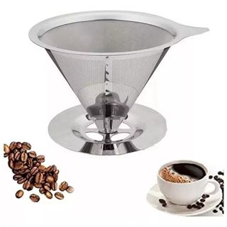 Café Filtro Coador Inox 104 Extra Reutilizável  GRANDE GRANDE 14x09 cm Não precisa de papel, Coador de Café Permanente I em Oferta na Shopee
