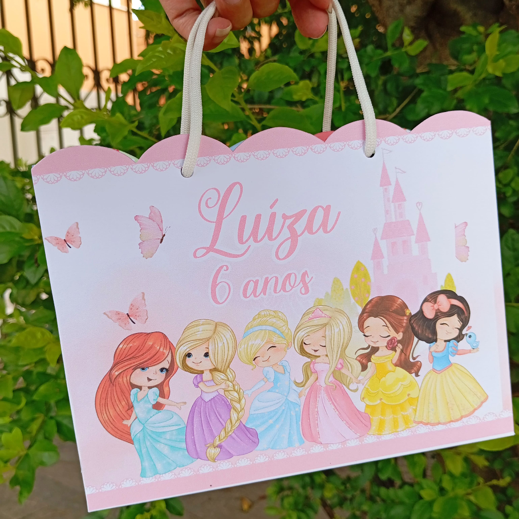 Sacolinhas Personalizadas Lembrancinha M - Princesas Cute  - PEGUE E MONTE - Fazemos qualquer tema