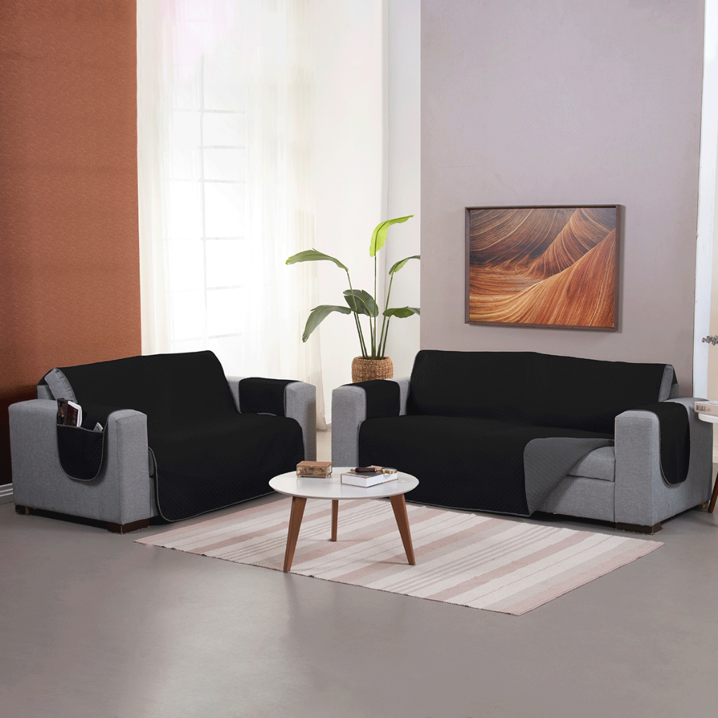 Kit Protetor de Sofá 2 e 3 Lugares Impermeável Dupla Face em Oferta na Shopee