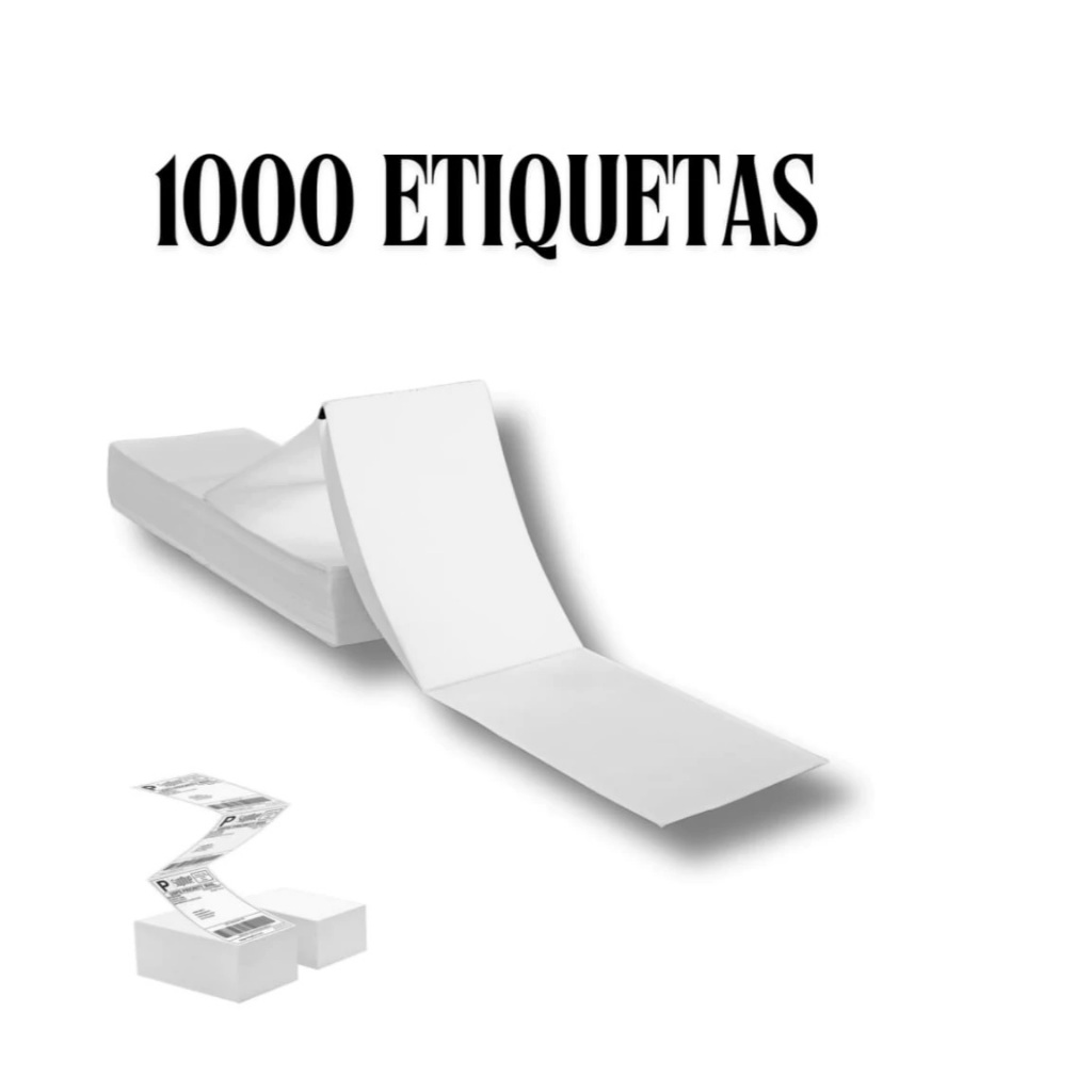 1000 Etiqueta Termica Adesiva Serrilhada 10x15 Branca Bloco Envios 100x150 mm - Formato Resma