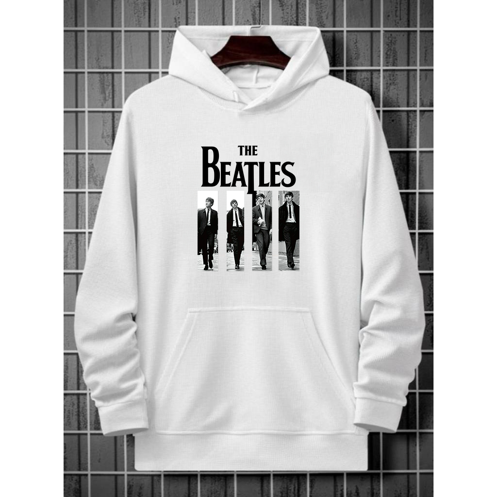 Moletom Canguru Flanelado Estampa Banda Beatles Blusa de Frio Capote Macio Confortável