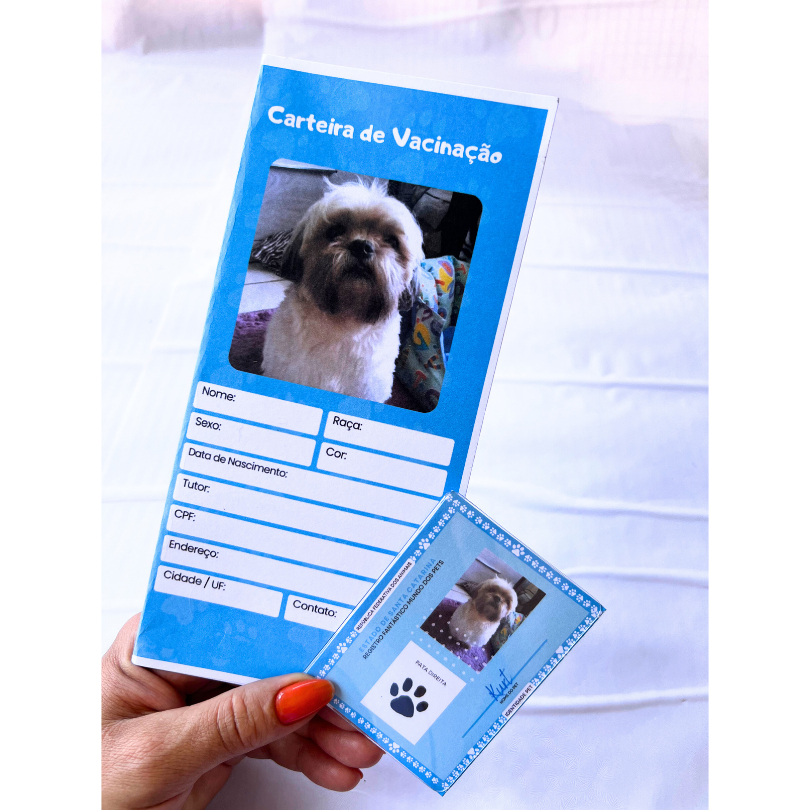 Kit Documento Pet Personalizado Identidade Pet Carteira de Vacinação  Animais de estimação cão e gato RG Pet