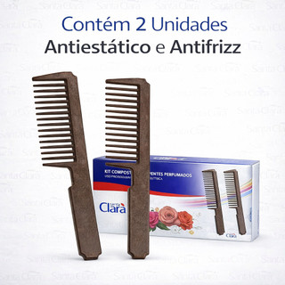 Kit 2 Pentes Perfumados Santa Clara Antiestático – Desembaraça e Reduz Frizz