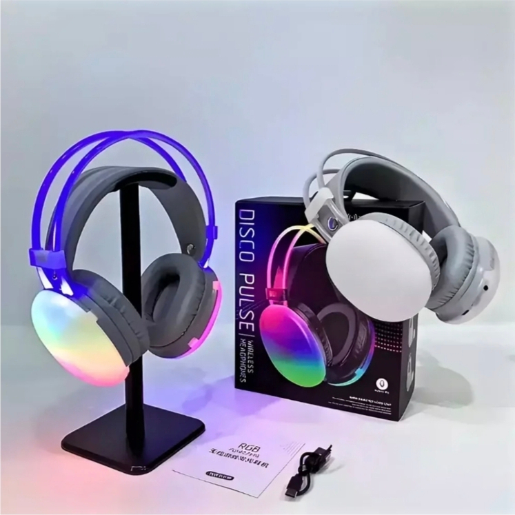 Fone De Ouvido Sem Fio Bluetooth V5.3 Com LED RGB Headset Bluetooth Fone De Ouvido Sem Fio com Luzes L