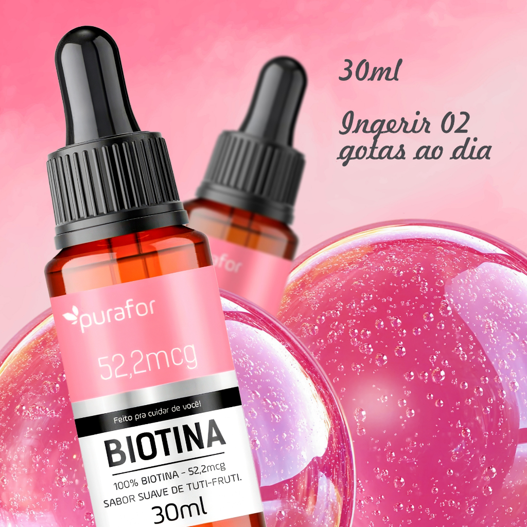 Kit Biotina 52,2 mcg c/ Vitamina B7 30ml Suplemento Alimentar